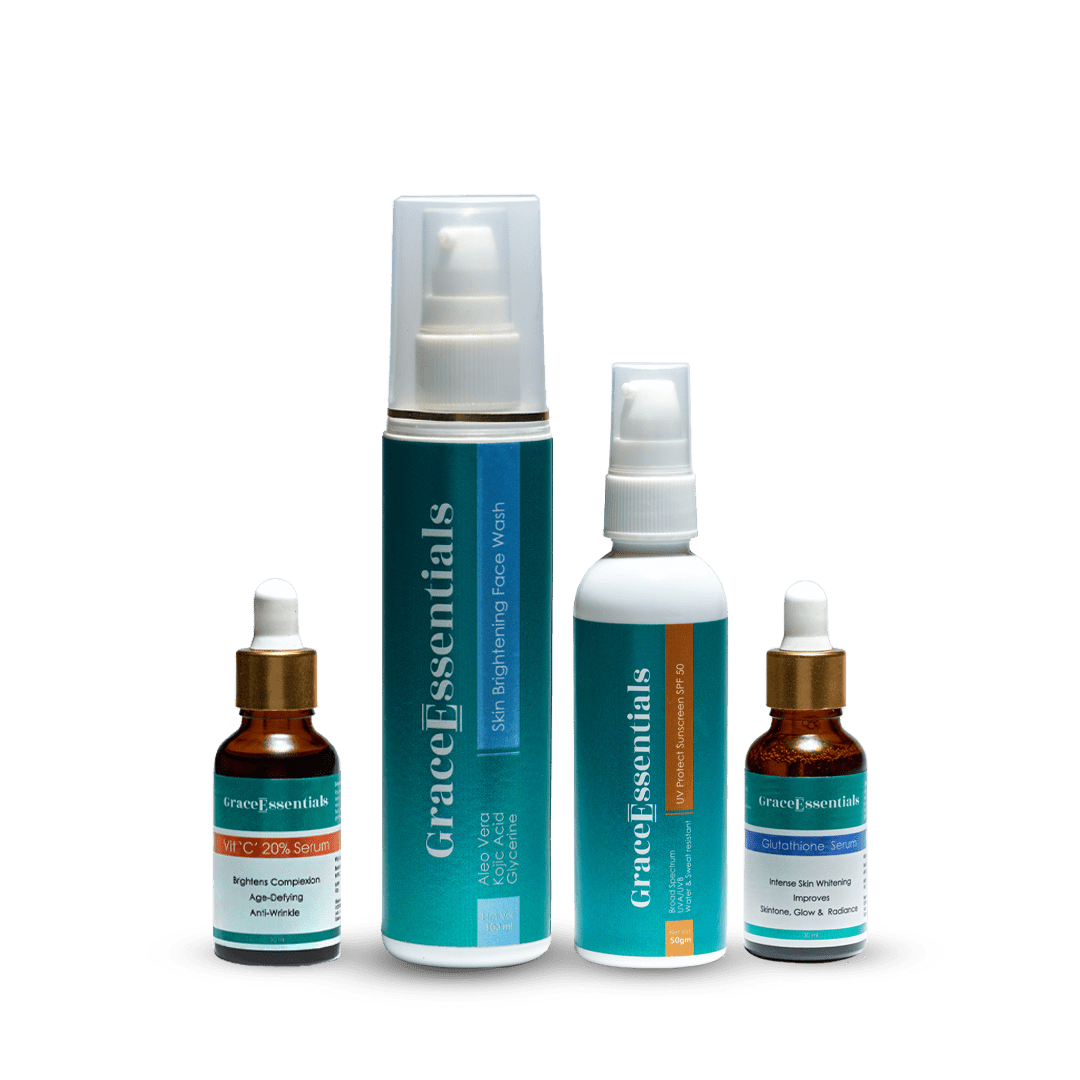 Extreme Skin Radiance Kit with Brightening Face wash, Spf 50 Sunscreen, Vitamin C and Glutathione Serum GraceEssentials