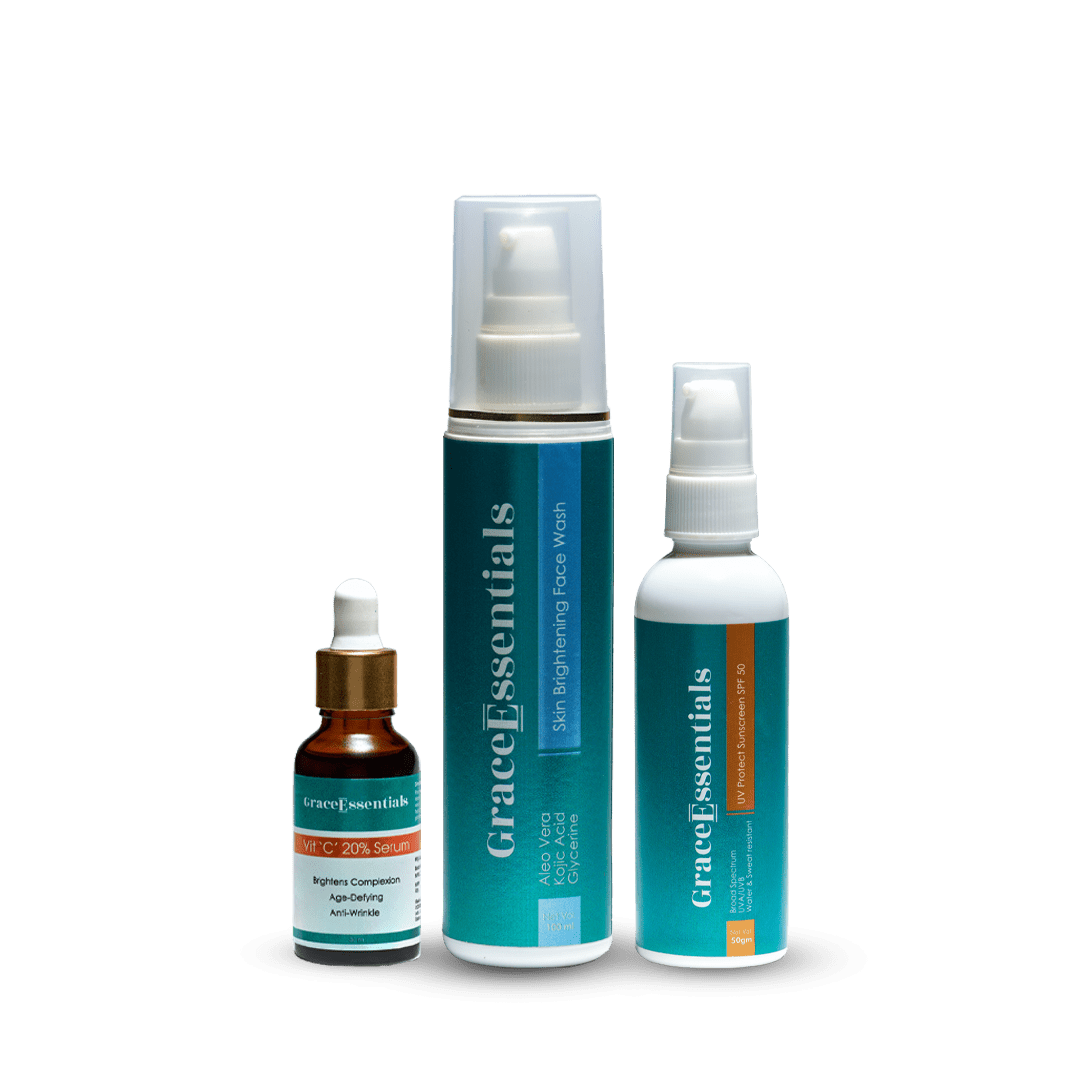 Skin Whitening and Protect Kit with rightening Face wash, SPF 50 Sunscreen and Vitamin C Serum GraceEssentials