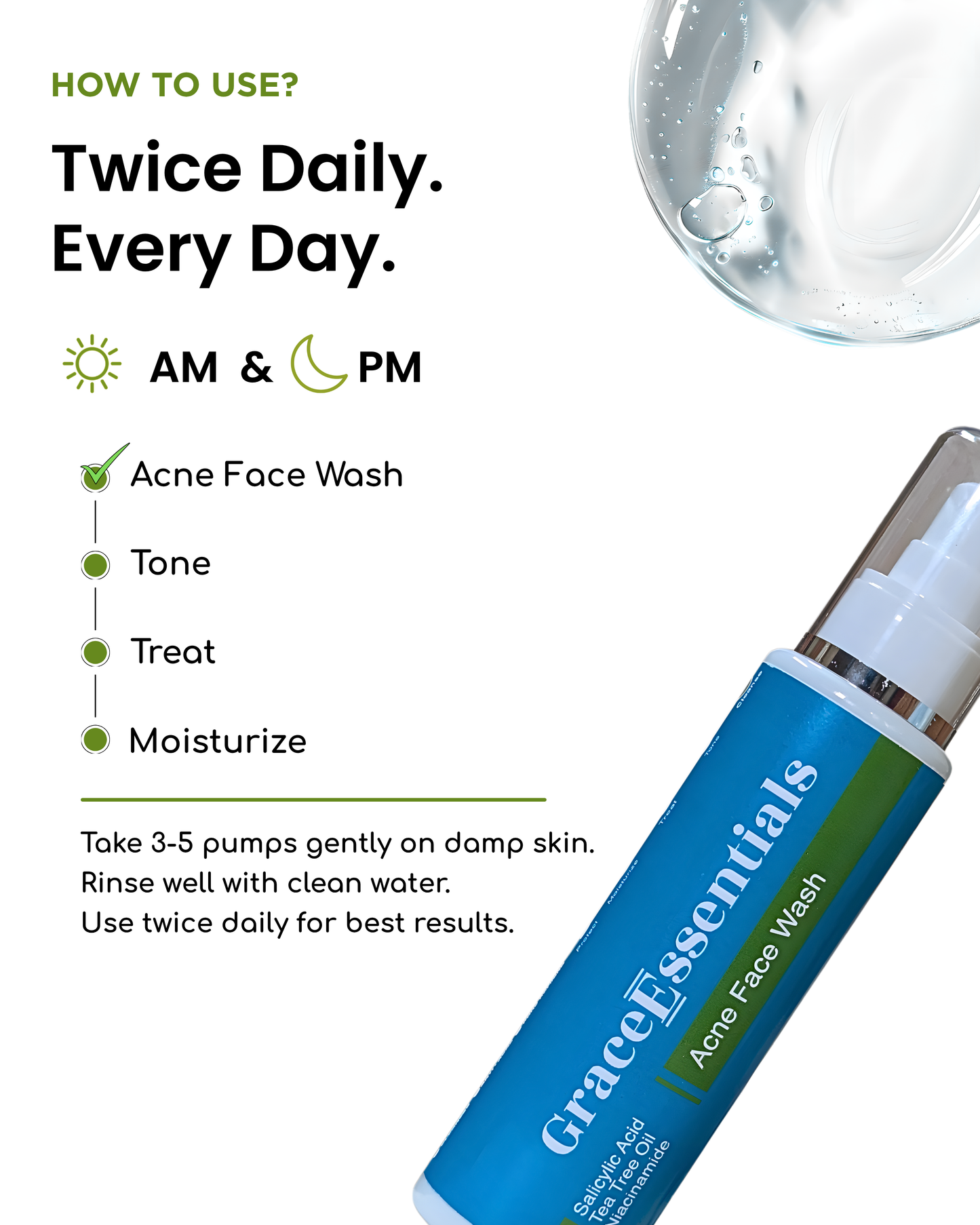 BioClarity Acne Face Wash Salicylic Acid + Tea Tree + Niacinamide
