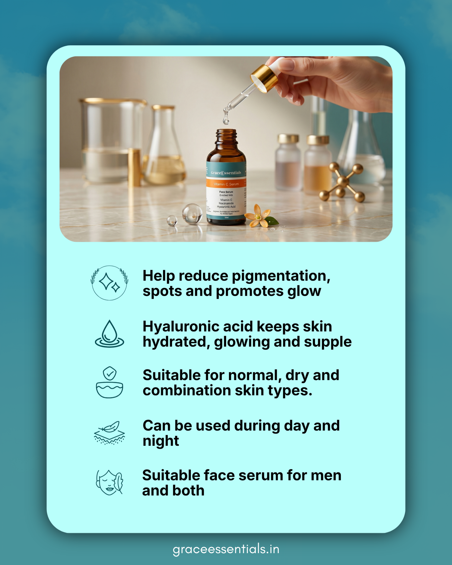 StableC 20% Vitamin C Serum Ethyl Ascorbic Acid + Hyaluronic Acid